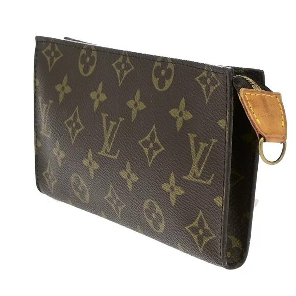LOUIS VUITTON Logo BUCKET GM Pouch Bag Monogram Leather Brown France 60EE076 - Picture 8 of 12